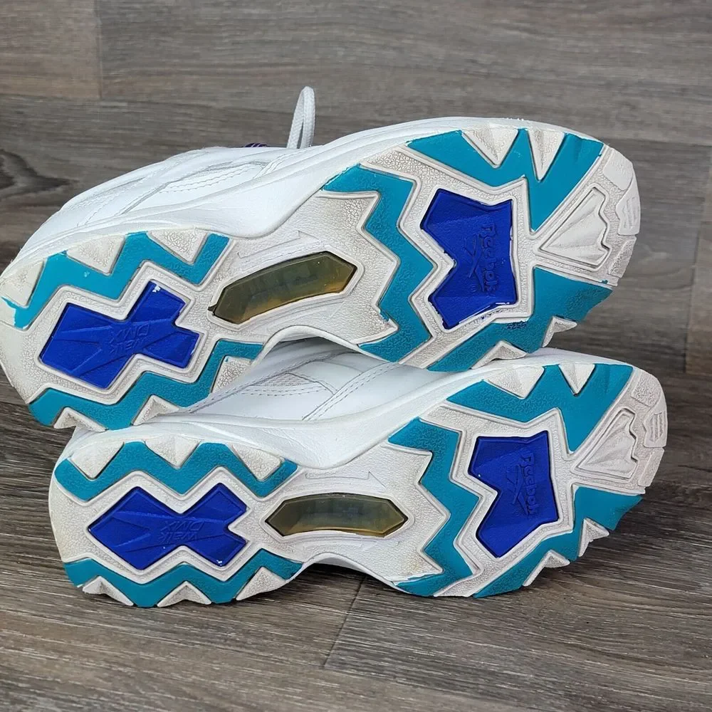 Reebok Walk DMX Sneakers Womens size 7 WhiteBlue Leather Athletic Shoes RA612PYE